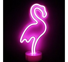 Neon Işıklı Flamingo Masa Gece Lambası USB+Pil