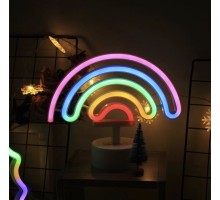 Neon Işıklı Gökkuşağı Masa Gece Lambası Pil+usb