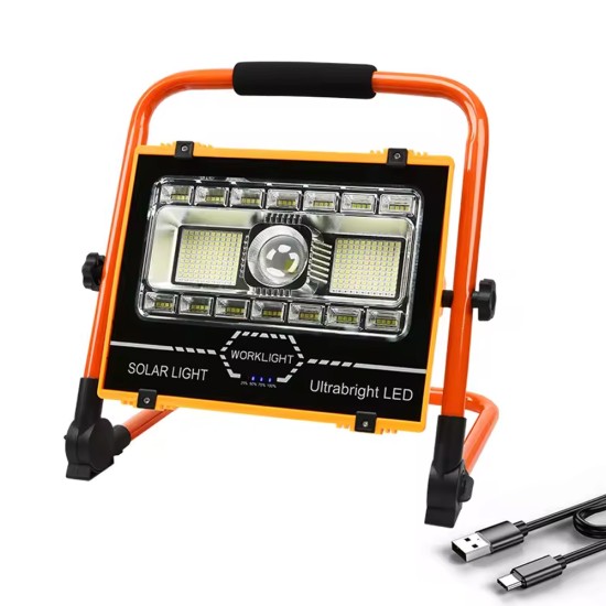 toptan-xml-dropshipping-P70 LED Solar Panel Şarjlı Taşınabilir Projektör 176 SMD + Yan LED WT-734