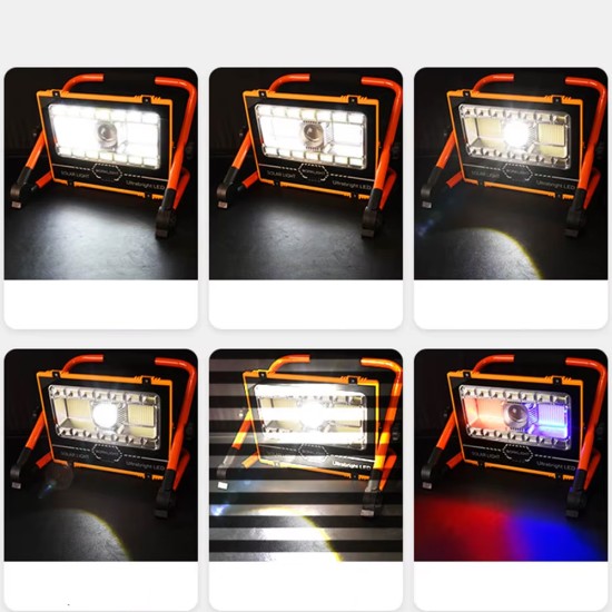 toptan-xml-dropshipping-P70 LED Solar Panel Şarjlı Taşınabilir Projektör 176 SMD + Yan LED WT-734