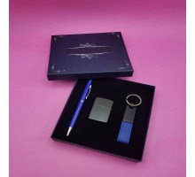 Mavi Kalem Anahtarlık Ve Çakmak Set
