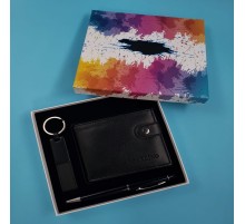 Siyah Cüzdan Anahtarlık Ve Tükenmez Kalem