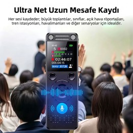 32 GB Uzun Mesafe HD Dijital Ses Kayıt Cihazı - Toplantı, Röportaj ve Ders Kaydedici HS32