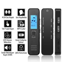 32 GB Profesyonel Dijital Ses Kayıt Cihazı - Ses Sensörlü (VOR), Çift Mikrofonlu MP3 Çalar KB60