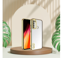 XİAOMİ REDMİ NOTE 8 YANLARI RENKLİ LENS KORUMALI LOGO GÖSTEREN MEGA KILIF GOLD