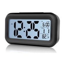 Akıllı Dijital Masa Saati Alarmlı Karanlık Sensörlü Fotoselli Siyah