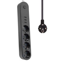 Akım Korumalı Isıya Dayanıklı 4 lü 2 Mt Uzatma 3 Adet USB 3402