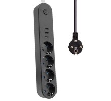 Akım Korumalı Isıya Dayanıklı 4 lü 2 Mt Uzatma 3 Adet USB 3402