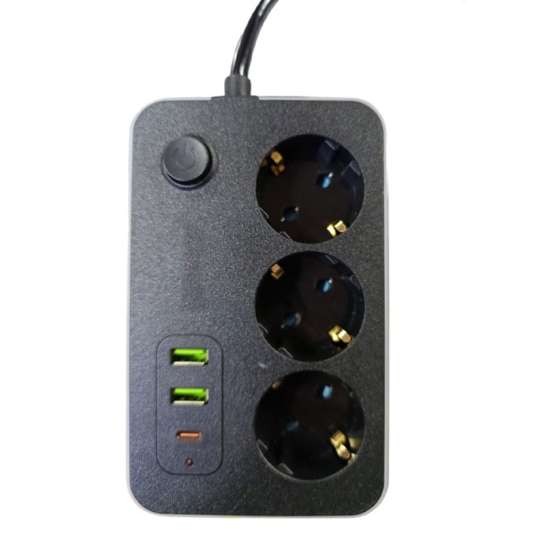 toptan-xml-dropshipping-3 lü Akım Korumalı 2 Adet USB 1 Adet Type-C Girişli Priz 3414