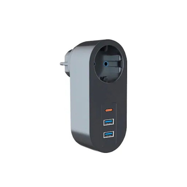 toptan-xml-dropshipping-Tekli Akım Korumalı 2 Adet USB 1 Adet Type-C Girişli Priz 3400