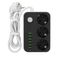 3 lü Priz 6 Usb Coğaltıcı Akım Korumalı Priz 3.4A