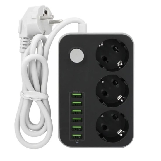 toptan-xml-dropshipping-3 lü Priz 6 Usb Coğaltıcı Akım Korumalı Priz 3.4A