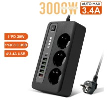 Akıllı Priz 6 lı Hızlı Şarj QC3.0 USB Port PD 38W BKL04EU