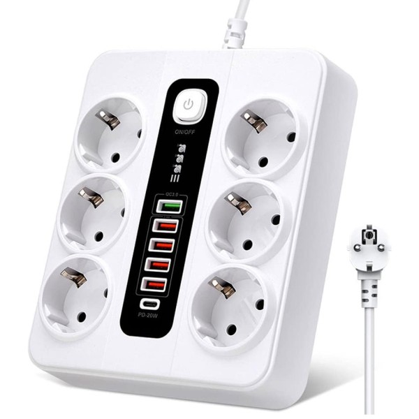toptan-xml-dropshipping-Akıllı Priz 6 lı Hızlı Şarj QC3.0 USB Port PD 38W BKL11EU