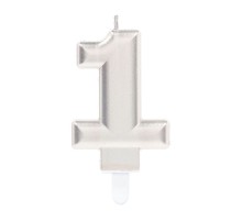 1 Rakam Mum Gümüş Renk