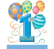 1 Yaş Erkek Doğum Günü Mavi Parti Çantası 8 Adet 9 cm x 7.5 cm