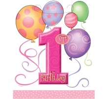 1 Yaş Kız Doğum Günü Pembe Parti Çantası 8 Adet 9 cm x 7.5 cm