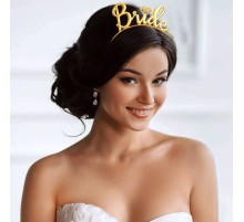 Altın Dore Gold Renk Bride Yazılı Metal Gelin Tacı Bride Tacı