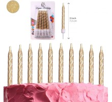 Altın Gold Renk Doğum Günü Evlilik Yıldönümü Pasta Mumları 10 Adet