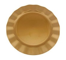 Altın Rengi Lüks Plastik Mika Yuvarlak Tabak 26 cm 6 Adet