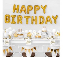 Altın Renk Happy Birthday Folyo Doğum Günü Balonu 35 cm