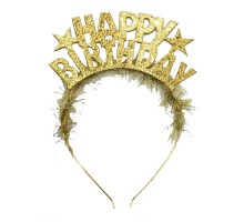 Altın Renk Happy Birthday Yazılı Eva Doğum Günü Parti Tacı