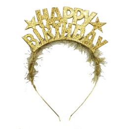 Altın Renk Happy Birthday Yazılı Eva Doğum Günü Parti Tacı