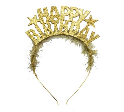 toptan-xml-dropshipping-Altın Renk Happy Birthday Yazılı Eva Doğum Günü Parti Tacı