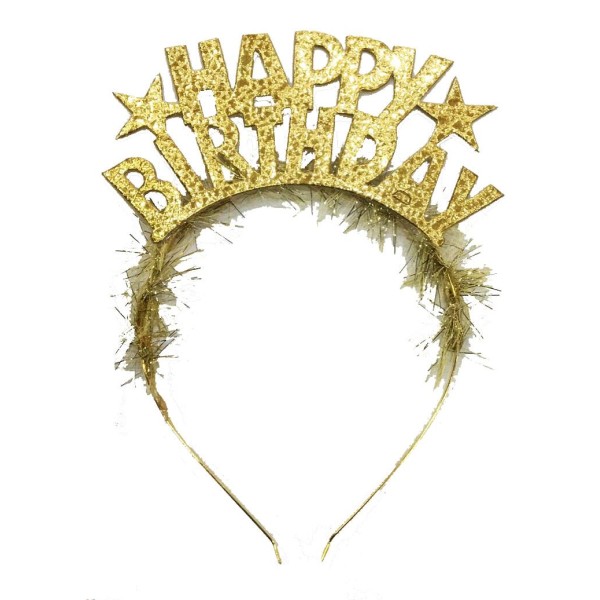 toptan-xml-dropshipping-Altın Renk Happy Birthday Yazılı Eva Doğum Günü Parti Tacı