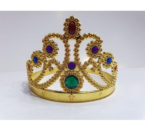toptan-xml-dropshipping-Altın Renk Plastik Prenses Tacı Kraliçe Tacı 60 cm