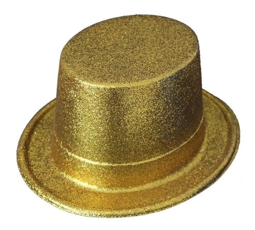toptan-xml-dropshipping-Altın Renk Uzun Plastik Simli Parti Şapkası