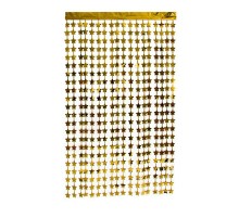 Altın Renk Yıldız Şekilli Metalize Saçaklı Arka Fon Perde Dekorasyon