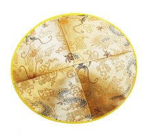 Altın Sarısı Renk Asian Çinli Parti Şapkası Keçe Üzeri Saten Kaplama