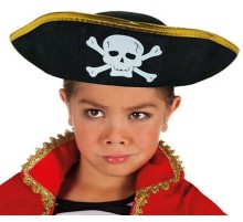 Altın Şeritli Çocuk Boy Yayvan Korsan Şapkası