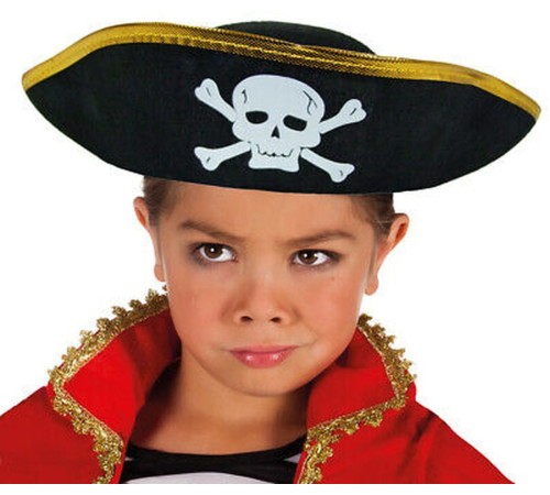 toptan-xml-dropshipping-Altın Şeritli Çocuk Boy Yayvan Korsan Şapkası