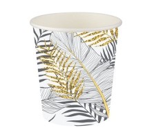 Altın Simli Yapraklar Karton Bardak 8 Adet