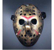 Bakır Renk Kırmızı Çizgili Tam Yüz Hokey Jason Maskesi Hannibal Maskesi