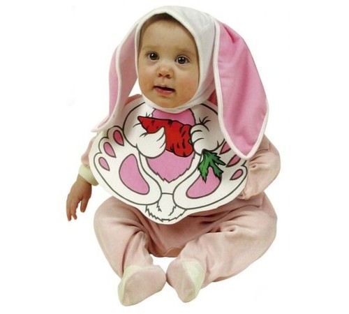 toptan-xml-dropshipping-Bebekler İçin Tavşan Kulak Şapkası ve Tavşan Önlüğü Kostüm Seti 2 Parça