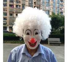 Beyaz Bonus Peruk Palyaço Maske Seti
