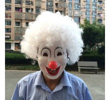 Beyaz Bonus Peruk Palyaço Maske Seti