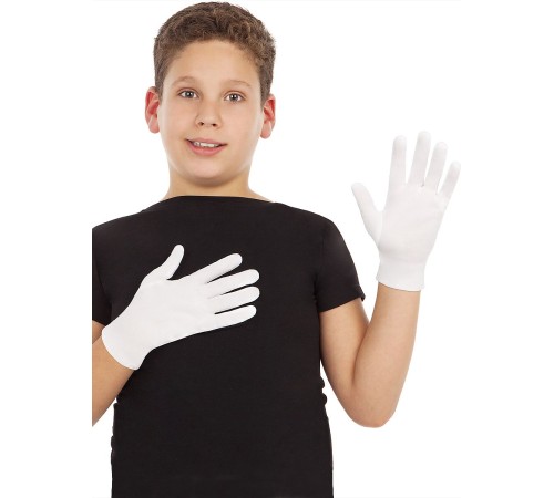 toptan-xml-dropshipping-Beyaz Renk Çocuk Boy Likralı Pandomim Eldiveni