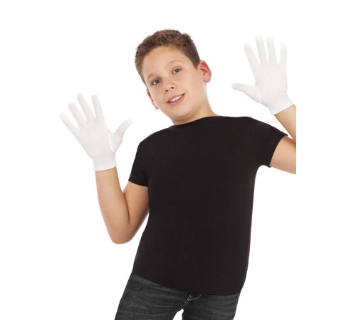 toptan-xml-dropshipping-Beyaz Renk Çocuk Boy Likralı Pandomim Eldiveni