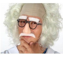 Beyaz Renk Kırçıllı Albert Einstein Bıyığı Parti Bıyığı