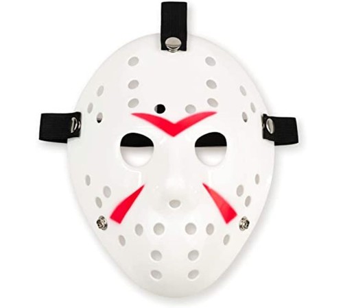 toptan-xml-dropshipping-Beyaz Renk Kırmızı Çizgili Tam Yüz Hokey Jason Maskesi Hannibal Maskesi