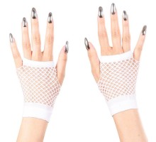 Beyaz Renk Kısa Boy Fileli Örgü Eldiven