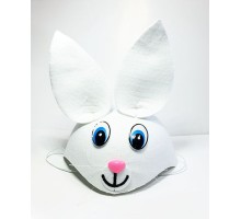 Beyaz Renk Kulaklı Tavşan Şapkası Hayvan Şapkası