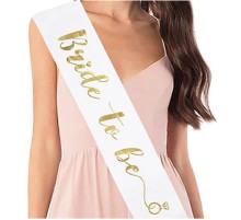 Beyaz Üzeri Parlak Altın Renk Yazılı Bekarlığa Veda Bride To Be Gelin Kuşağı