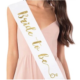 Beyaz Üzeri Parlak Altın Renk Yazılı Bekarlığa Veda Bride To Be Gelin Kuşağı