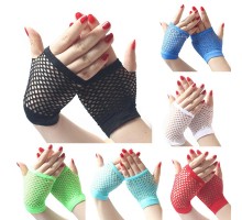 Bilek Boyu Rengarenk Neon Renk File Örgü Eldiven 12 Çift