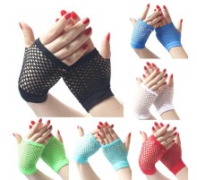 Bilek Boyu Rengarenk Neon Renk File Örgü Eldiven 12 Çift